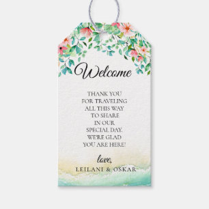 Botanical Coral Island Wedding Welcome Bag Gift Tags