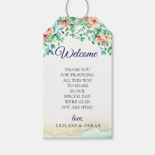 Botanical Coral Island Wedding Welcome Bag Gift Tags