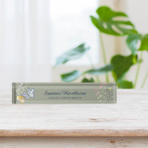 Botanical Cottage Core Floral Butterfly Sage Green