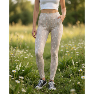 Botanical Cotton Branch Print Leggings