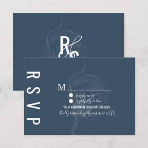 Botanical Cotton Plant Blue Wedding Invitation