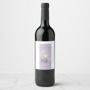 Botanical Cotton Plant Lavender Wedding Wine Label
