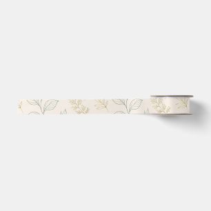 Botanical Cream & Leaf Nature Satin Ribbon