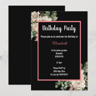 BOTANICAL CREAM & PEACH BLACK EUCALYPTUS BOUQUET INVITATION