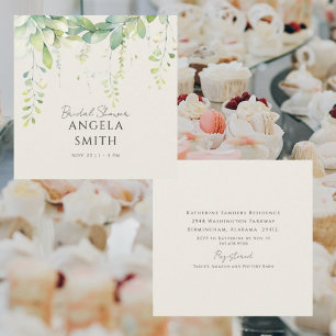 Botanical Cream Square Bridal Shower Invitation