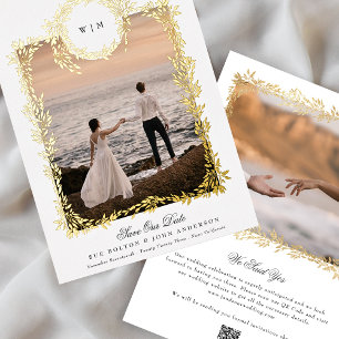 Botanical Crest Monogram Photo Frame Real Gold