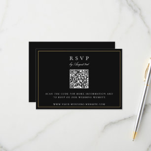 Botanical Crest Monogram QR Code Wedding RSVP Card