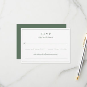 Botanical Crest Monogram Sage Wedding RSVP Card