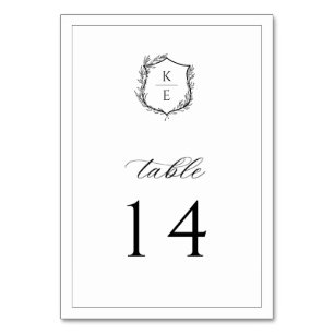 Botanical Crest Monogram Wedding Table Number