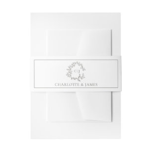 Botanical Crest Suite Black Monogram Wedding Invitation Belly Band
