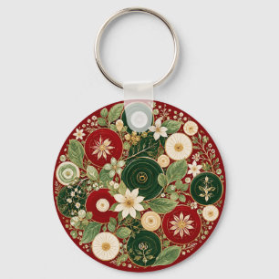Botanical Crimson Wreath Keychain