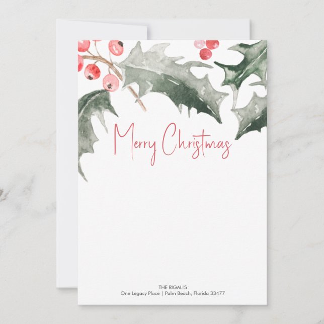 Botanical Custom Christmas Stationery Notecards (Front)