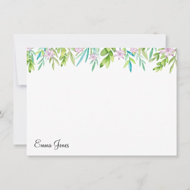 Botanical Custom Name Note Card (Front)