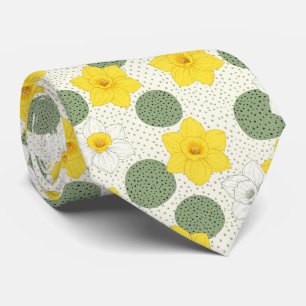 Botanical Daffodil Floral Geometric Pattern (1) Tie