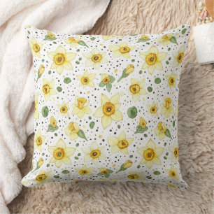 Botanical Daffodil Floral Geometric Pattern (2) Throw Pillow