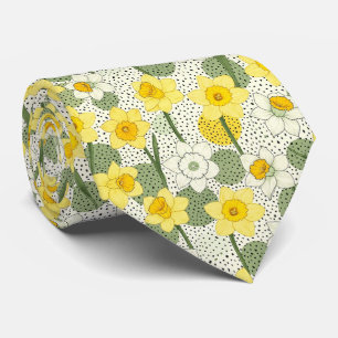 Botanical Daffodil Floral Geometric Pattern (3) Tie