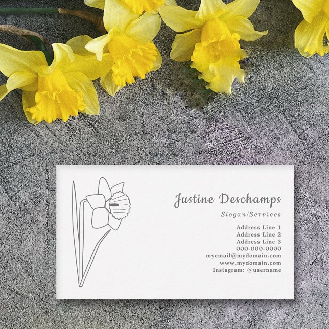 Botanical Daffodil Line Art Flower Business Card (Botanical Daffodil Line Art Business Card)