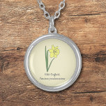 Botanical Daffodil Pastel Flower Necklace<br><div class="desc">A light yellow necklace with a botanical daffodil flower illustration in pastel colours (Narcissus pseudonarcissus) and a customizable text: perfect for a birthday gift. Wild daffodil is the March birth flower,  the flower of Pisces and Aries and is symbolic meanings of rebirth,  forgiveness,  creativity,  energy and vitality.</div>