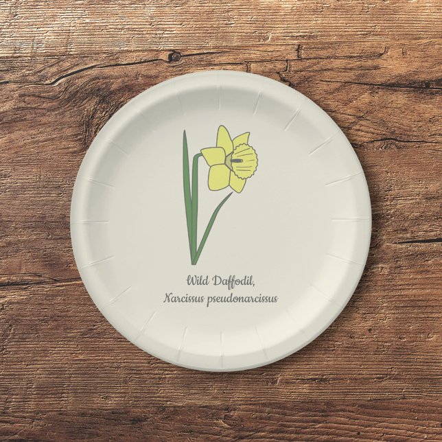 Botanical Daffodil Pastel Flower  Paper Plate (Botanical Daffodil Paper Plates)