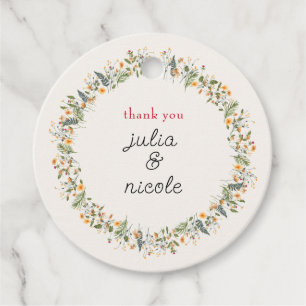 Botanical Daffodils Daisy Peony Flowers Wedding Favour Tags