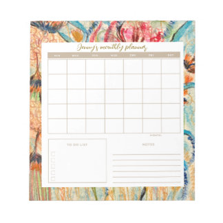 Botanical Daily Planner Pad with Calendar