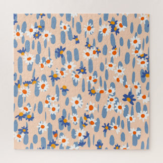 Botanical Daisies: Vintage Seamless Pattern. Jigsaw Puzzle