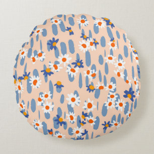 Botanical Daisies: Vintage Seamless Pattern. Round Pillow