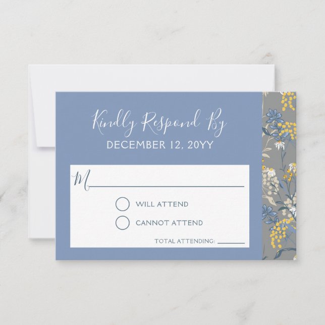 Botanical Daisy Floral Wedding Invitation RSVP (Front)
