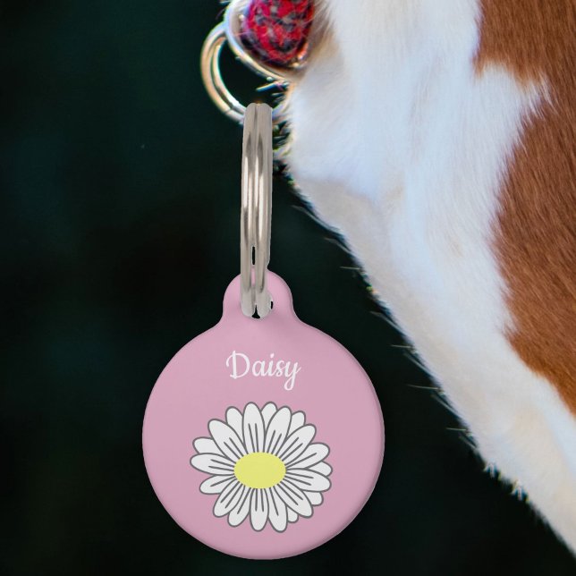 Botanical Daisy Flower Pink Pet Tag (Daisy Flower Pink Pet Tag)