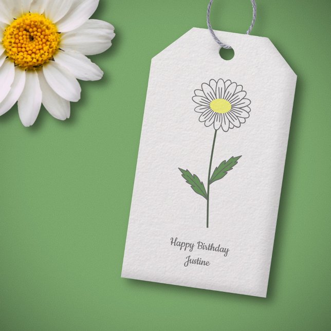 Botanical Daisy Pastel Flower  Gift Tags (Daisy Flower White Gift Tag)