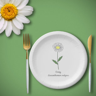 Botanical Daisy Pastel Flower Paper Plate