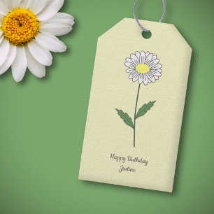 Botanical Daisy Pastel Flower Yellow Gift Tags