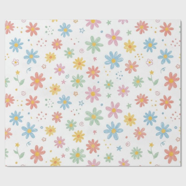 Botanical Daisy Pattern 2025 Wrapping Paper (Flat)
