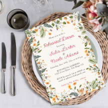 Botanical Daisy Peony Flowers Rehearsal Dinner