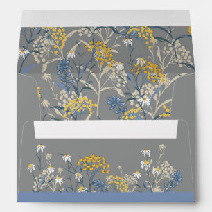 Botanical Daisy Yellow & Blue Wedding Invitation Envelope