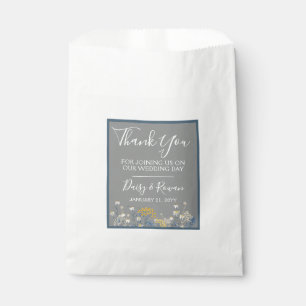 Botanical Daisy Yellow & Blue Wedding Thank You Favour Bag