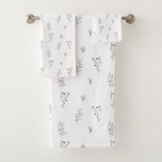 Botanical Dancing Herons | Towel Set (Insitu)