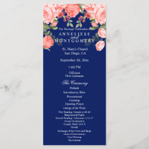 Botanical Dark Blue and Coral Flower - Program