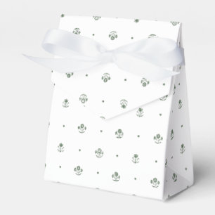 Botanical Dark Green & White Botanical Block Print Favor Box