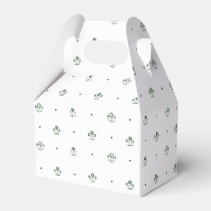Botanical Dark Green & White Botanical Block Print Favor Box