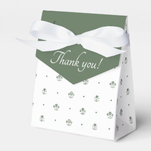 Botanical Dark Green & White Botanical Block Print Favor Box