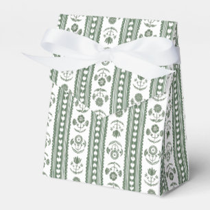 Botanical Dark Green & White Botanical Block Print Favor Box