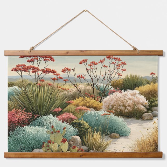 Botanical Desert Landscape Hanging Tapestry (Front)