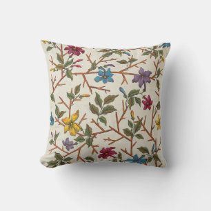Botanical design of flowers and branches throw pillow