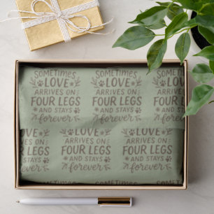 Botanical Design Paw Prints Rich Sage Green Tissue Paper