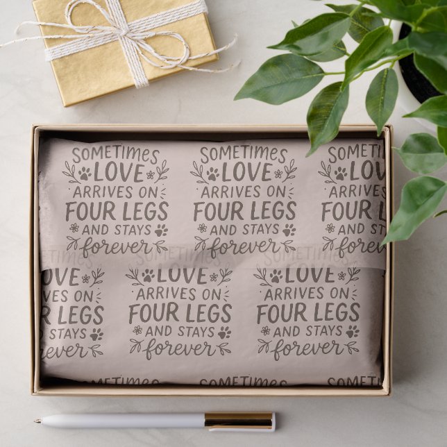 Botanical Design Paw Prints Warm Blush-Beige  Tissue Paper (Gift)