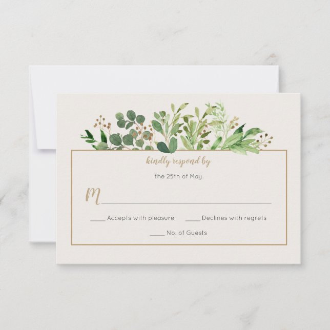 Botanical Dream Rustic Greenery Pale Ivory RSVP | Card (Front)
