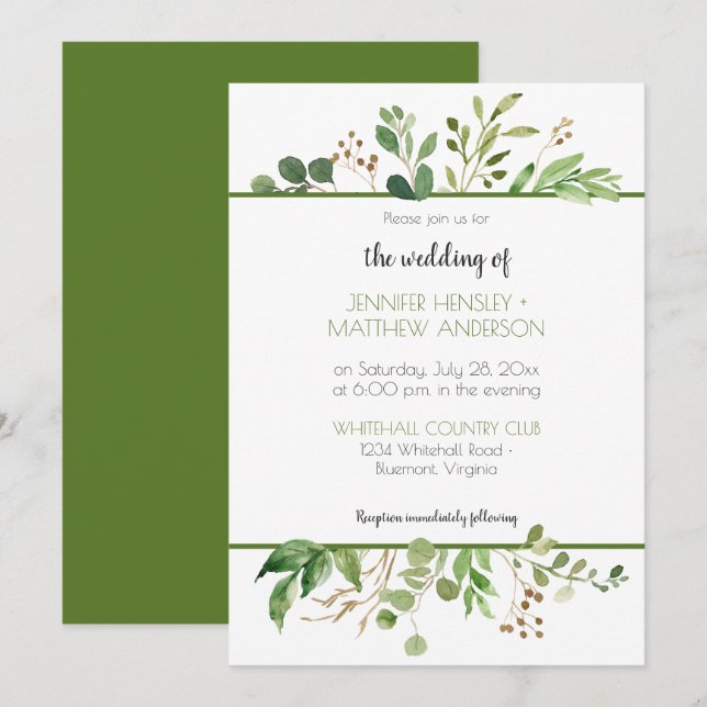 Botanical Dream Top and Bottom Frame Invitation (Front/Back)