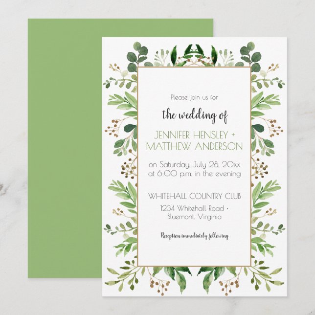 Botanical Dream Vertical Rustic Greenery Frame | Invitation (Front/Back)