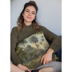 Botanical: dromedaries in the jungle throw pillow
